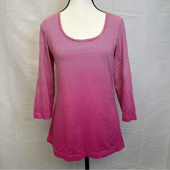 Chico’s Striped Ombré Pink Long Sleeve Top, Size 0 - 100% Cotton - Picture 5 of 8